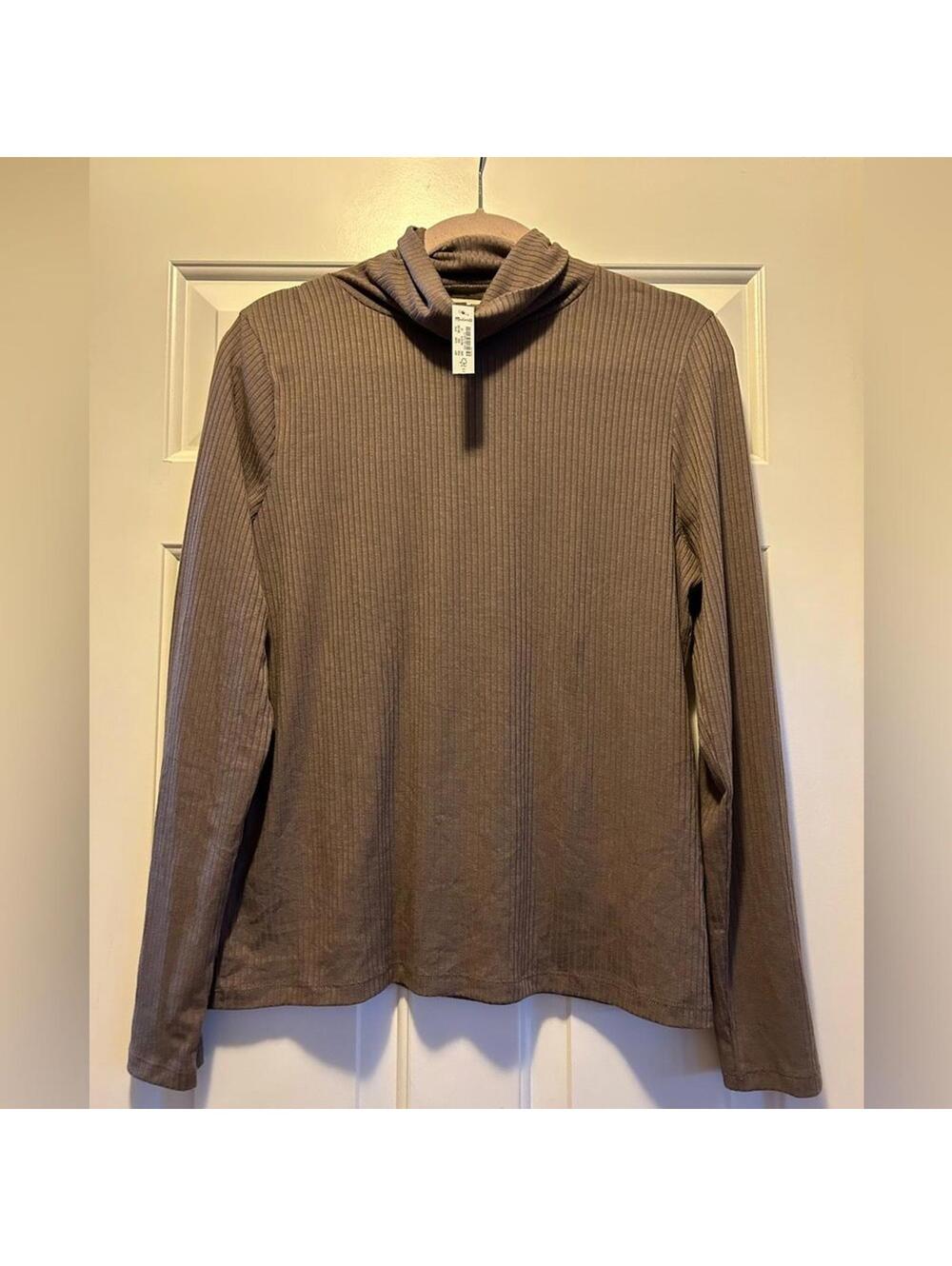 Madewell Ribbed Turtleneck Womens Size 1X Taupe Lightweight New